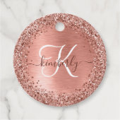 Roos goudpenseel Glitter Monogram Bedankjes Labels (Voorkant)