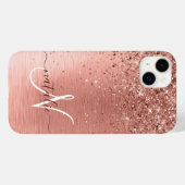 Roos goudpenseel Glitter Monogram Case-Mate iPhone Case (Achterkant (horizontaal))