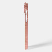 Roos goudpenseel Glitter Monogram Case-Mate iPhone Case (Achterkant / Links)