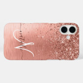 Roos goudpenseel Glitter Monogram Case-Mate iPhone Case (Achterkant (horizontaal))