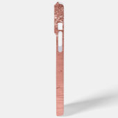 Roos goudpenseel Glitter Monogram Case-Mate iPhone Case (Achterkant / Links)