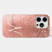 Roos goudpenseel Glitter Monogram Case-Mate iPhone Case (Achterkant (horizontaal))