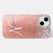 Roos goudpenseel Glitter Monogram Case-Mate iPhone Case (Achterkant (horizontaal))