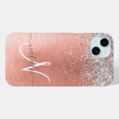 Roos goudpenseel Glitter Monogram Case-Mate iPhone Case (Achterkant (horizontaal))