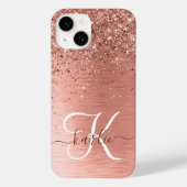 Roos goudpenseel Glitter Monogram Case-Mate iPhone Case (Achterkant)