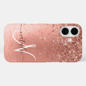Roos goudpenseel Glitter Monogram Case-Mate iPhone Case (Achterkant (horizontaal))