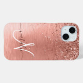 Roos goudpenseel Glitter Monogram Case-Mate iPhone Case (Achterkant (horizontaal))