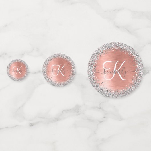 Roos goudpenseel Glitter Monogram Confetti (Achterkanten)