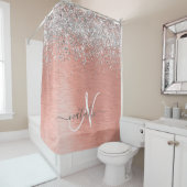 Roos goudpenseel Glitter Monogram Douchegordijn (In situ)