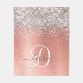Roos goudpenseel Glitter Monogram Fleece Deken (Voorkant)