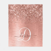 Roos goudpenseel Glitter Monogram Fleece Deken (Voorkant)