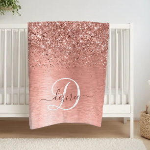 Roos goudpenseel Glitter Monogram Fleece Deken