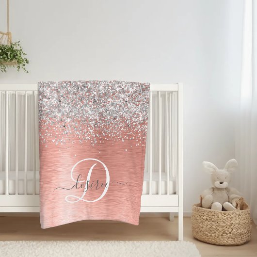 Roos goudpenseel Glitter Monogram Fleece Deken