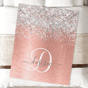 Roos goudpenseel Glitter Monogram Fleece Deken