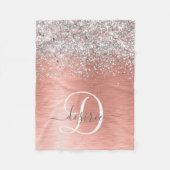 Roos goudpenseel Glitter Monogram Fleece Deken (Voorkant)