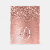 Roos goudpenseel Glitter Monogram Fleece Deken (Voorkant)