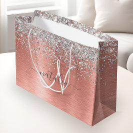 Roos goudpenseel Glitter Monogram Groot Cadeauzakje