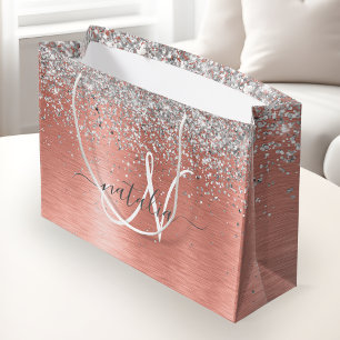 Roos goudpenseel Glitter Monogram Groot Cadeauzakje