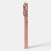 Roos goudpenseel Glitter Monogram iPhone Hoesje (Linkerkant)