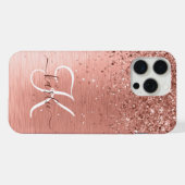 Roos goudpenseel Glitter Monogram iPhone Hoesje (Achterkant horizontaal)