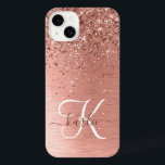 Roos goudpenseel Glitter Monogram<br><div class="desc">Pas dit trendy chassis met  roos gouden mousserende glitter eenvoudig aan op een roos gouden geborstelde metalen achtergrond.</div>