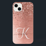Roos goudpenseel Glitter Monogram<br><div class="desc">Pas dit trendy chassis met  roos gouden mousserende glitter eenvoudig aan op een roos gouden geborstelde metalen achtergrond.</div>