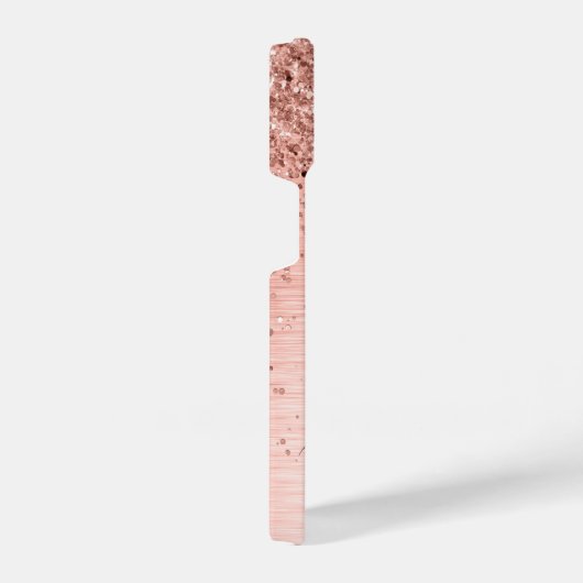 Roos goudpenseel Glitter Monogram iPhone Hoesje (Rechterkant)