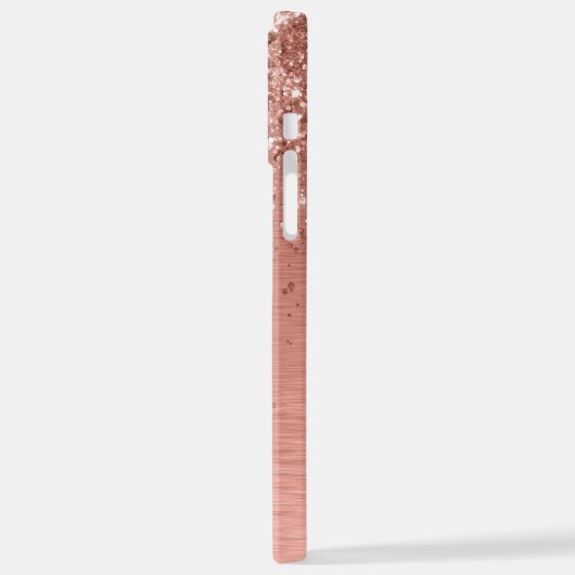 Roos goudpenseel Glitter Monogram iPhone Hoesje (Linkerkant)