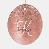 Roos goudpenseel Glitter Monogram Keramisch Ornament (Links)