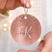 Roos goudpenseel Glitter Monogram Keramisch Ornament
