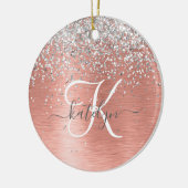 Roos goudpenseel Glitter Monogram Keramisch Ornament (Links)