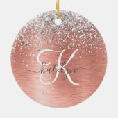 Roos goudpenseel Glitter Monogram Keramisch Ornament (Achterkant)