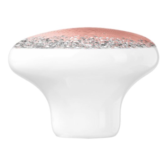 Roos goudpenseel Glitter Monogram Keramische Knop (Zijkant)