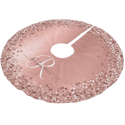 Roos goudpenseel Glitter Monogram Kerstboom Rok (Gekanteld)