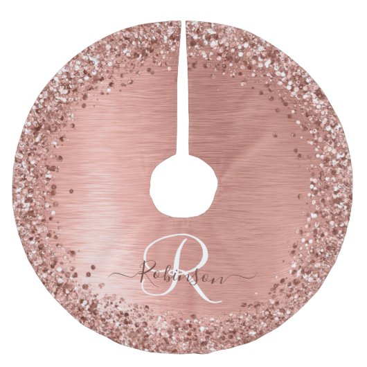 Roos goudpenseel Glitter Monogram Kerstboom Rok (Voorkant)