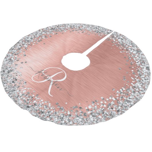 Roos goudpenseel Glitter Monogram Kerstboom Rok (Gekanteld)