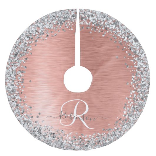 Roos goudpenseel Glitter Monogram Kerstboom Rok (Voorkant)