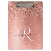 Roos goudpenseel Glitter Monogram Klembord (Voorkant)