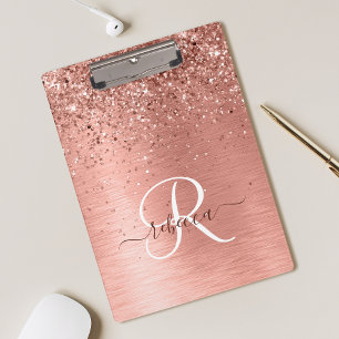 Roos goudpenseel Glitter Monogram Klembord