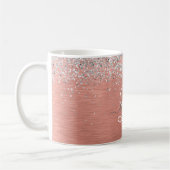 Roos goudpenseel Glitter Monogram Koffiemok (Links)
