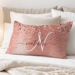 Roos goudpenseel Glitter Monogram Kussensloop