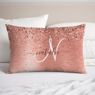 Roos goudpenseel Glitter Monogram Kussensloop
