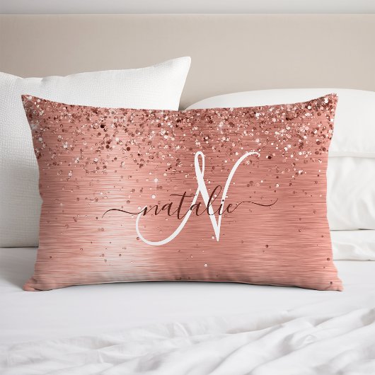 Roos goudpenseel Glitter Monogram Kussensloop
