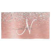 Roos goudpenseel Glitter Monogram Kussensloop (Voorkant)