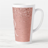 Roos goudpenseel Glitter Monogram Latte Mok (Rechts)