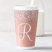 Roos goudpenseel Glitter Monogram Latte Mok