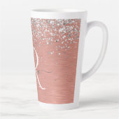 Roos goudpenseel Glitter Monogram Latte Mok (Rechts)