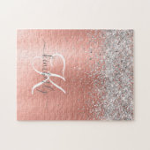 Roos goudpenseel Glitter Monogram Legpuzzel (Horizontaal)
