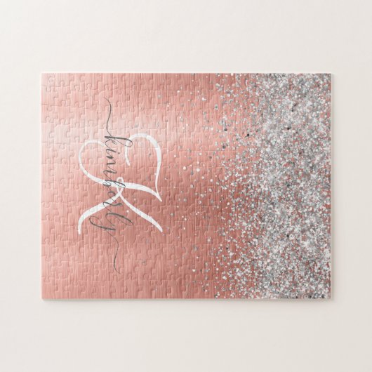 Roos goudpenseel Glitter Monogram Legpuzzel (Horizontaal)