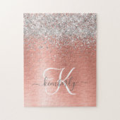 Roos goudpenseel Glitter Monogram Legpuzzel (Verticaal)